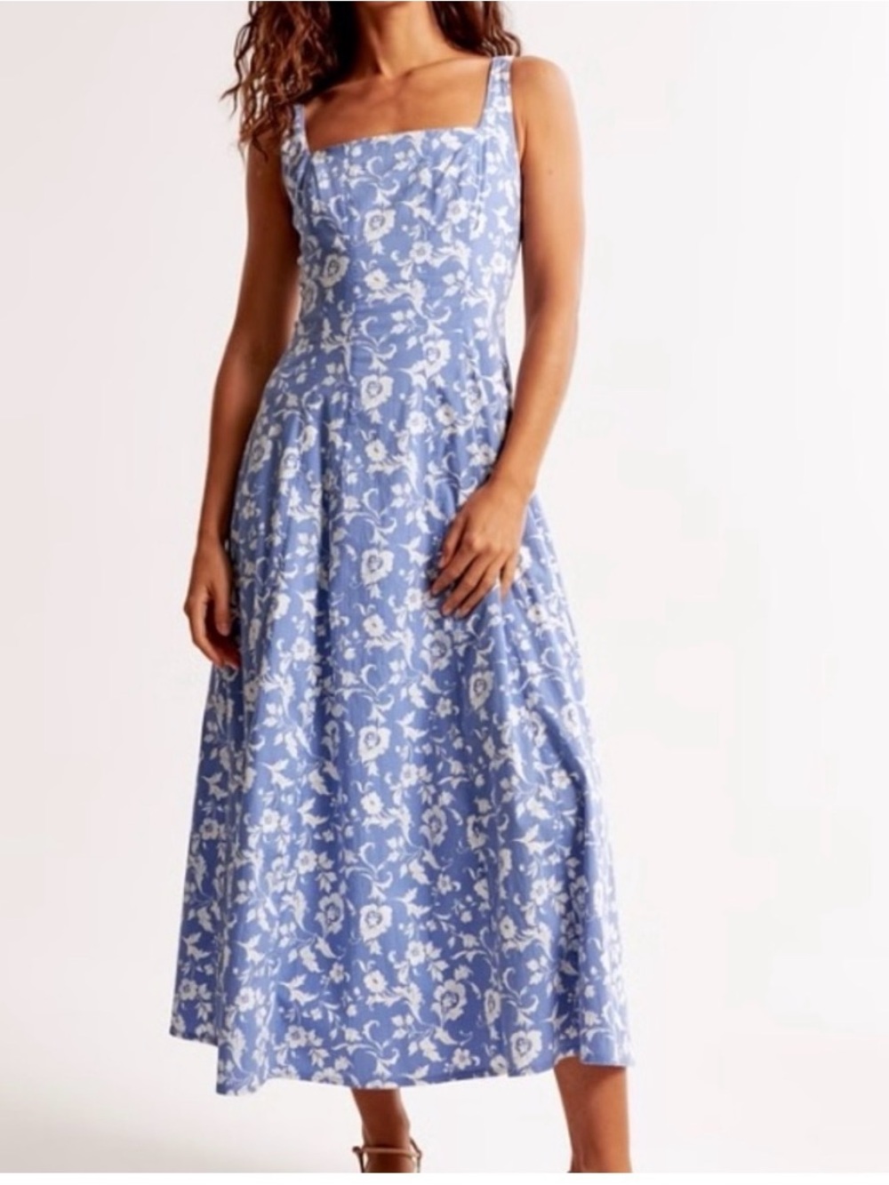 Abercrombie and Fitch Cornflower Blue Fit and Flare Midi Dress size Small